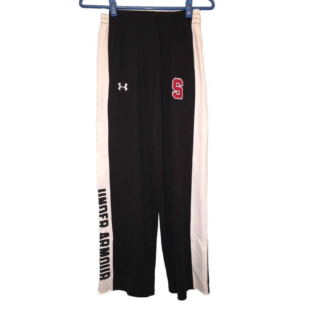 Stanford Under Armour Gym Athletic Pants Youth Large Loose Black White Stripes